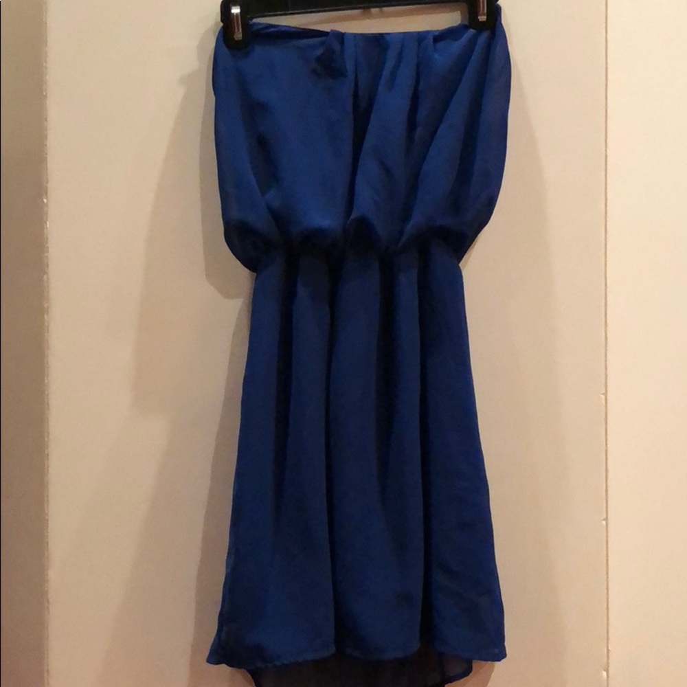 Royal blue strapless dress